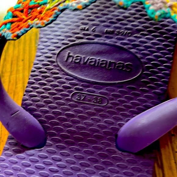 NEW Havaianas Brasil unique design multicolor crochet top & purple jewel.S:7-8 - Picture 3 of 6